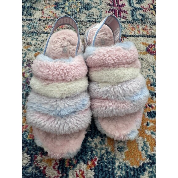 UGG‎ Fluff Yeah Slide Sandals Cotton Candy Platform Women's Size 7 - Picture 2 of 6